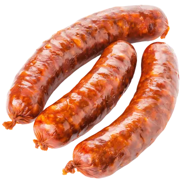two sausages on a white background