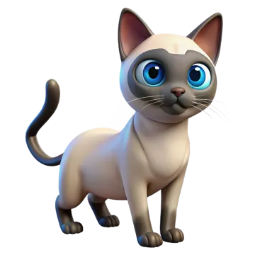 a cartoon cat with big blue eyes