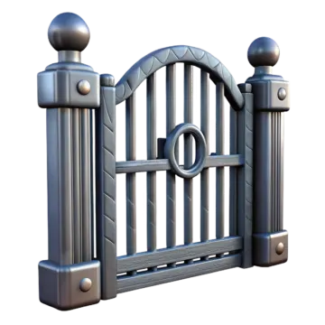 a metal gate on a white background