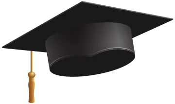 a black graduation cap with a gold ta