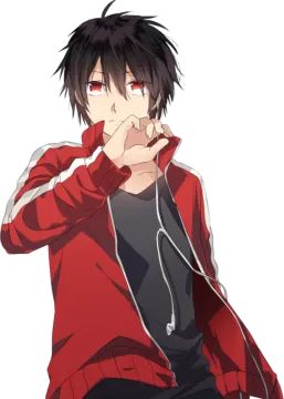 a man in a red jacket and black pants with his hand on his face