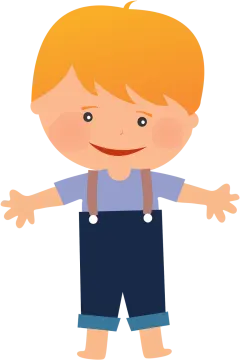 a little boy in overalls and suspends