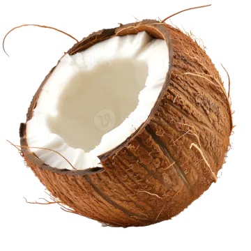 a half of a coconut on white background