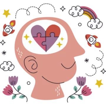a person's head with a puzzle in the middle