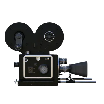 an old movie camera on a white background