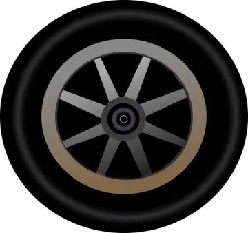 a black and brown tire on a white background