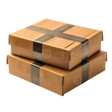 two cardboard boxes with a ribbon on top