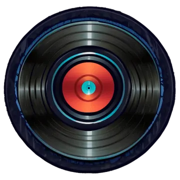 a vinyl record with an orange disc in the center