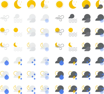 a pattern of clouds and suns in different colors
