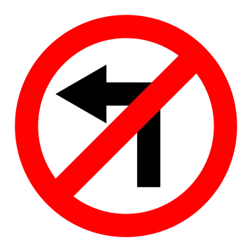 a no left turn sign on a white background