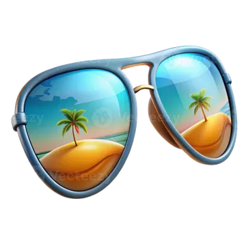 a pair of sunglasses with palm trees on the beach