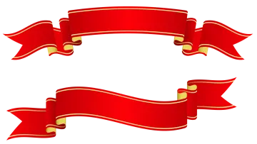 a set of red ribbon banners