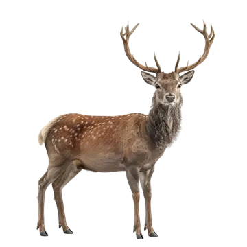 a deer standing in front of a white background