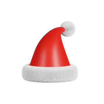 a red santa hat on a white background