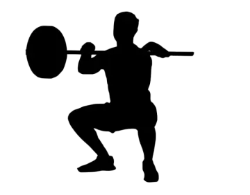 a silhouette of a man holding a barbell