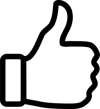 a black and white thumbs up icon