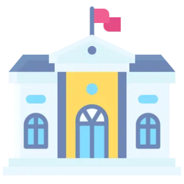 a building with a flag on top of it