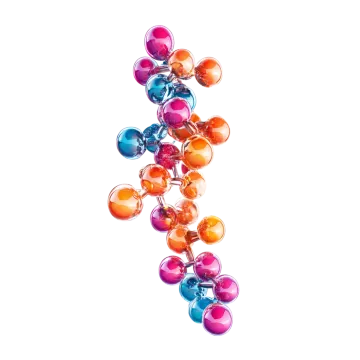 a bunch of colorful glass beads on a white background