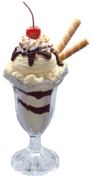 an ice cream sundae with a cherry on top