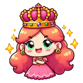 a little princess with pink hair and a crown on her head