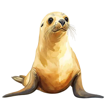 a watercolor painting of a sea lion