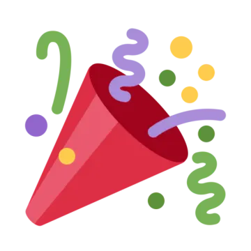 a red party hat with colorful streams coming out