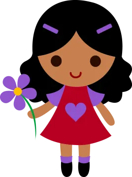 a little girl with a flower in her hand