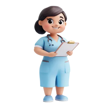 3d illustration of a female doctor holding a clipboard
