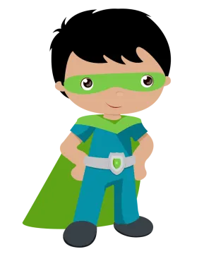 a little boy dressed as a superhero
