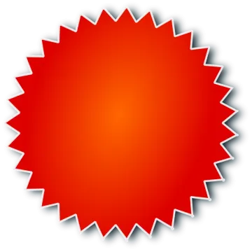 a red sticker on a white background