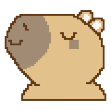 an illustration of a dog's head in pixel style