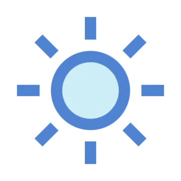 a blue sun icon on a white background