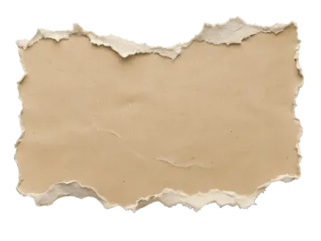 a piece of torn paper on a white background