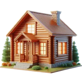 a small wooden house on a white background
