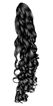 a black and white drawing of a woman's hair