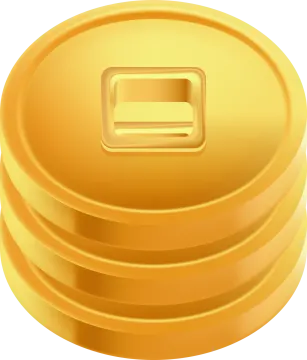 a stack of coins on a white background