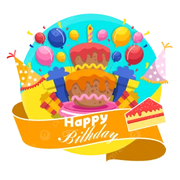 a happy birthday cake with balloons and cons