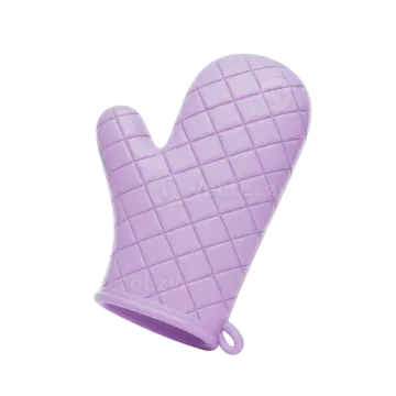 a purple oven mit on a white background