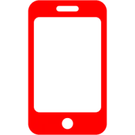 a red phone with a white screen
