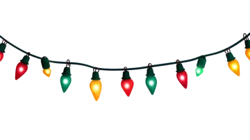 a string of christmas lights on a white background