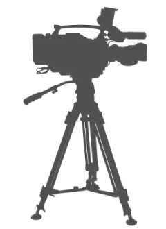 a black and white silhouette of a camera