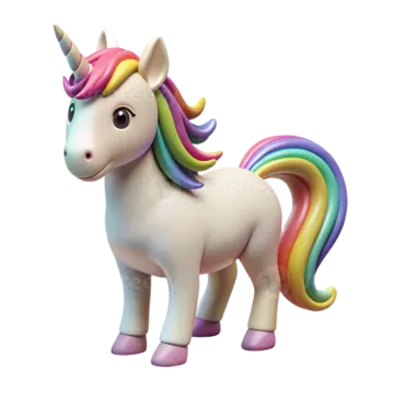 a white unicorn with pink hair and a rainbow mane