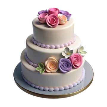 a white cake with pink and purple flowers on top