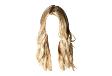 a blonde wig on a white background