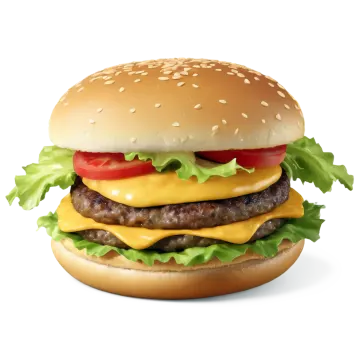 a hamburger with cheese, tomato and lete