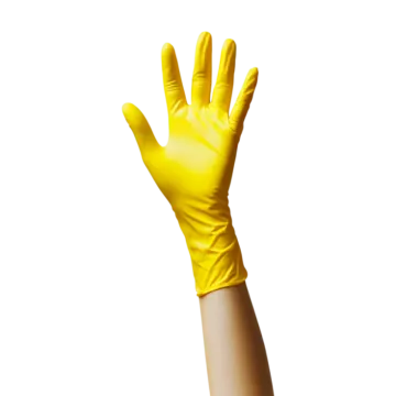 a pair of yellow gloves on a white background