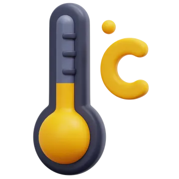 a yellow and black thermometer on a white background