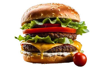 a hamburger on a white background