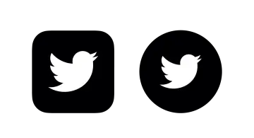 a black and white photo of two twitter logos