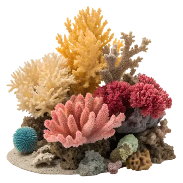 a bunch of corals on a white background